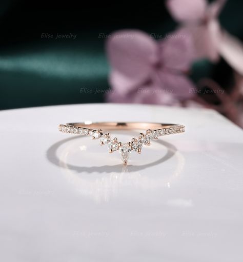 Wedding Band Pear, Antique Promise Rings, Vintage Anniversary Rings, Pear Wedding Ring, Promise Rings Vintage, Curve Ring, Ring Rosegold, Zierlicher Ring, Vintage Wedding Band