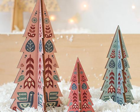 Scandi Christmas Decorations, Russian Design, Wooden Trees, Deco Table Noel, Arte Folk, 3d Tree, Scandi Christmas, Christmas Tree Set, Swedish Christmas