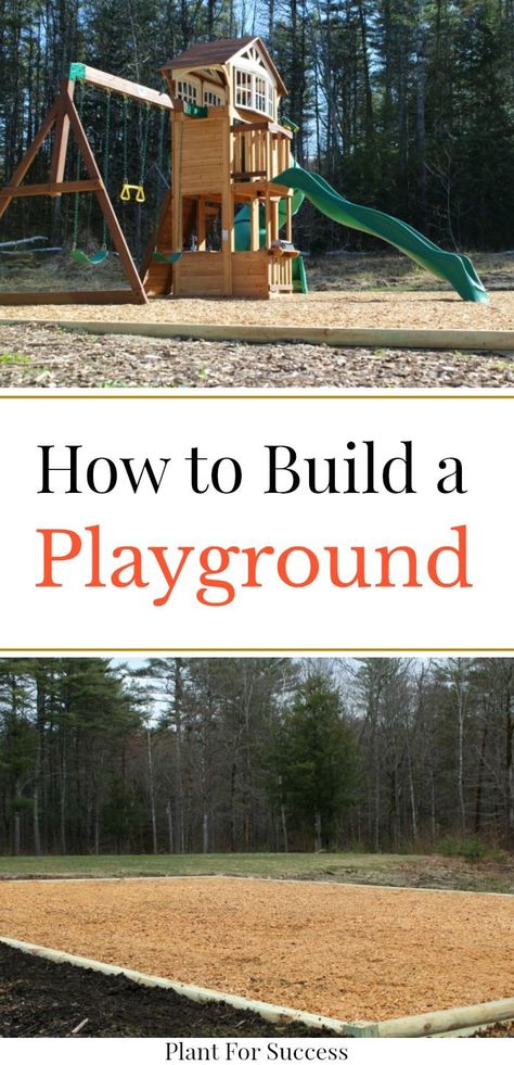 Diy Playground Landscaping, Play Set Landscaping Backyard Playground, Backyard Playground Ideas Landscaping, Playground Base Ideas, Under Playground Ideas, Turf Playground Backyard, Diy Play Area Outside, Diy Playground Plans, Playground Border Ideas