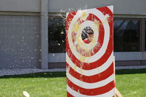 Pie In The Face -- I like that this board eliminates a person getting covered in whipped cream, etc. I love the bullseye effect, too. Pie In The Face Carnival Game, Pie Face Carnival Game, Pie In The Face Game, Pie In The Face Fundraiser Ideas, Pie In The Face Fundraiser, Fundraiser Poster Ideas, Fall Festival Booth Ideas, Festival Booth Ideas, Spring Festival Ideas