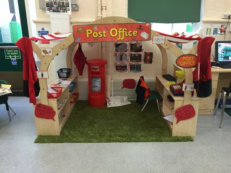 Post Office role play area Post Office Role Play, Role Play Areas Eyfs, Home Corner Ideas Early Years, Jolly Christmas Postman, Post Office Play, Katie Morag, Role Play Ideas, Fashion Management, Reception Classroom