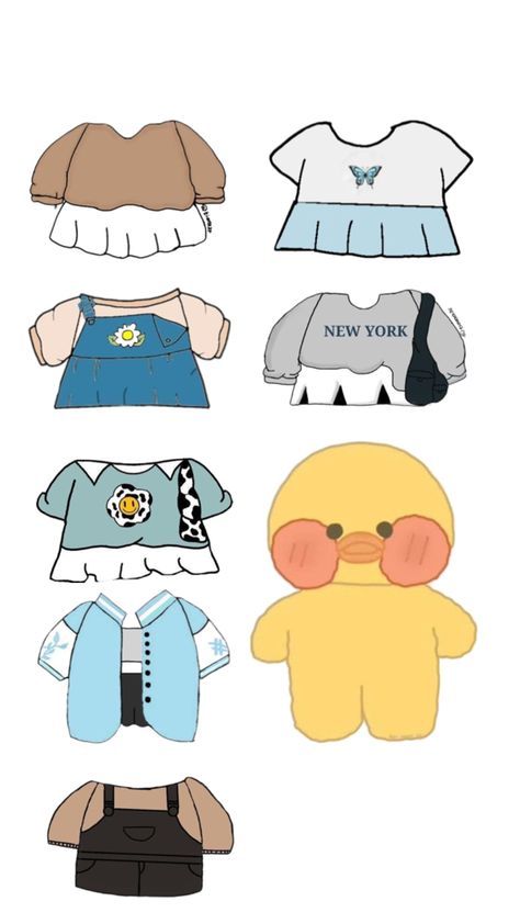 Hi duck lovers these are preppy cute outfits for your duck Hello Kitty Printables, Lettering Guide, Cute Eyes Drawing, Hello Kitty Crafts, Doll Aesthetic, Paper Doll Template, Duck Cloth, Paper Dolls Printable, Cute Emoji Wallpaper