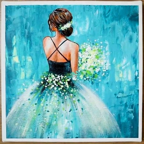 Dancer Painting Easy, Ballerina Art Paintings, Painting Ballerina, Flower Acrylic Painting, Art Ballerina, Art Of Painting, Drawing Arts, Ballerina Painting, Dancer Painting