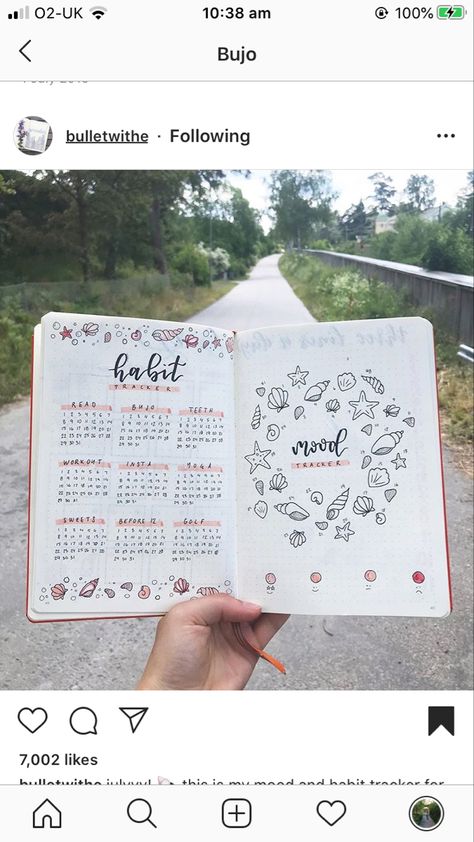 Bujo Seashell Theme, Habit And Mood Tracker, August Bujo, July Bujo, Bullet Journal August, Bullet Journal Font, Habit Tracker Bullet Journal, Diy Travel Journal, Bullet Journal Mood Tracker Ideas