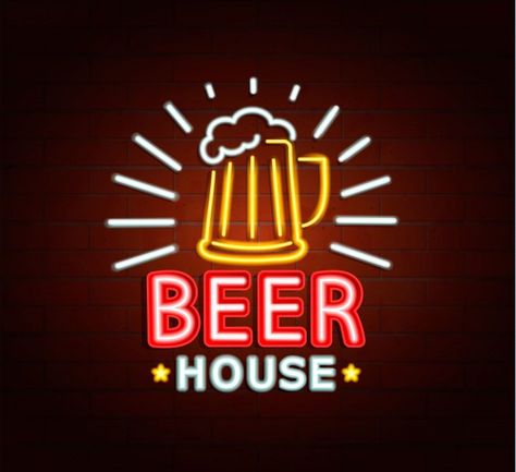 Disco Bar, Beer House, Neon Logo, House Logo, Beer Signs, Logo Emblem, House Vector, Home Logo, Free Vectors