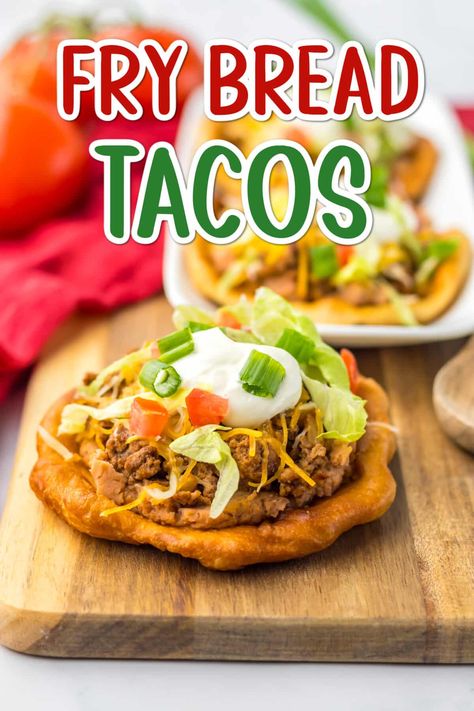 The Ultimate Fry Bread Tacos Recipe - Life With The Crust Cut Off Native American Fry Bread, Fry Bread Tacos, Fried Bread Recipe, Yummy Fries, Fried Bread, Homemade Fries, Fry Bread, Taco Night, Bbq Pulled Pork