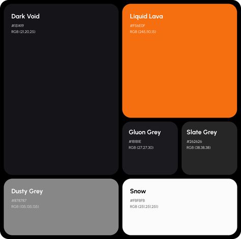 Black And Orange Palette, Orange Black Colour Palette, Black And White Colour Pallet, Black Brand Color Palette, Gaming Colour Palette, Color Palette For Website Colour Schemes, Black White Orange Color Palette, Color Palette For Portfolio, Color Pallets Orange