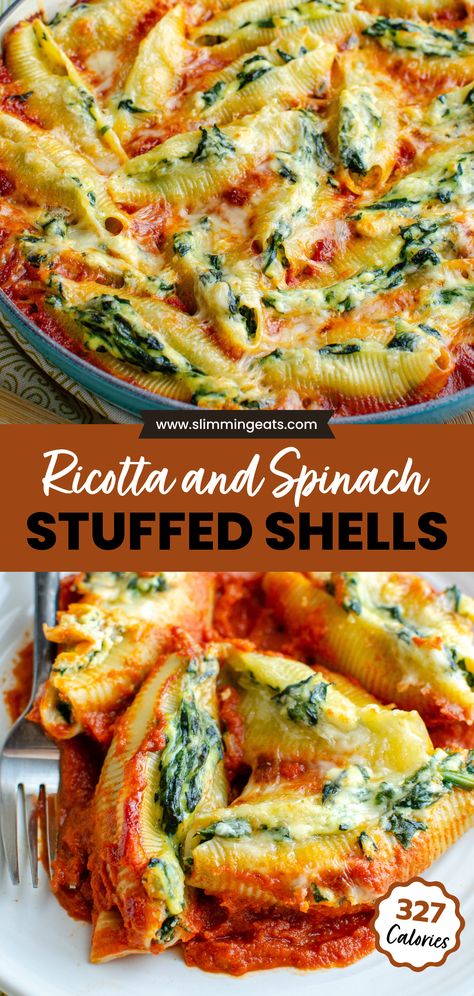 Stuffed Shells With Spinach And Ricotta, Stuffed Cannelloni Ricotta Spinach, Vegetarian Stuffed Shells, Pitta Balancing, Spinach Ricotta Stuffed Shells, Stuffed Shells With Spinach, Spinach Ricotta Pasta, Shell Pasta Recipes, Spinach Stuffed Shells