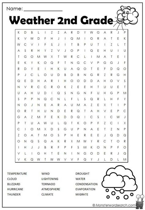 2nd Grade Worksheets Science, Home School Activities 2nd Grade, Free Worksheets For 2nd Grade, Second Grade Fun Worksheets, Weather Word Search Free Printable, 2nd Grade Free Printables, Fun Worksheets For 2nd Grade, Homeschool For 2nd Grade, Homework For 2nd Grade