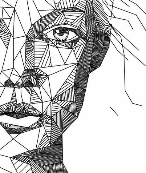 40 Best Examples Of Line Drawing Art Modele Zentangle, Ako Kresliť, Zentangle Kunst, Geometric Portrait, Desen Realist, Drawing Eyes, Seni 2d, Doodle Art Drawing, Geometric Drawing