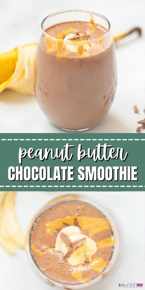 This Chocolate Peanut Butter Smoothie is a nutritious smoothie that is naturally sweetened and full of protein, yet tastes decadent. Healthy Chocolate Peanut Butter Smoothie, Chocolate Peanut Butter Smoothie Recipes, Peanut Butter Banana Smoothie Recipe, Chocolate Peanut Butter Banana Smoothie, Vegetarian Breakfasts, Peanutbutter Smoothie Recipes, High Protein Smoothie Recipes, Healthy Chocolate Peanut Butter, Fruit Protein