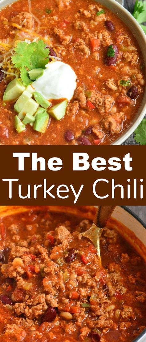 Thick Chili Recipe, Ground Turkey Chili Recipe, Turkey Chili Recipe Easy, Chili Healthy, Healthy Turkey Chili, Easy Turkey Chili, Turkey Chilli, Turkey Chili Crockpot, Ground Turkey Chili