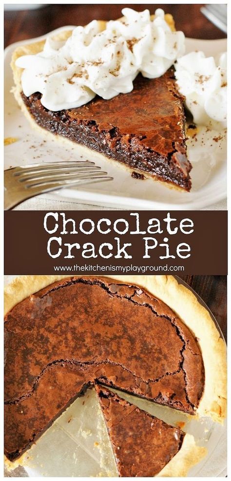 When you think Chocolate Crack Pie think amazingly-rich-and-fudgy, addictively delicious, scratch-made gooey brownie ... in a crust. And it truly just doesn't get much better than that. Pie Recipes Thanksgiving, Thanksgiving Pie Recipes, Thanksgiving Pie, Pie Pops, Recipes Thanksgiving, Chocolate Pie, Oreo Dessert, Chocolate Pies, Delicious Pies