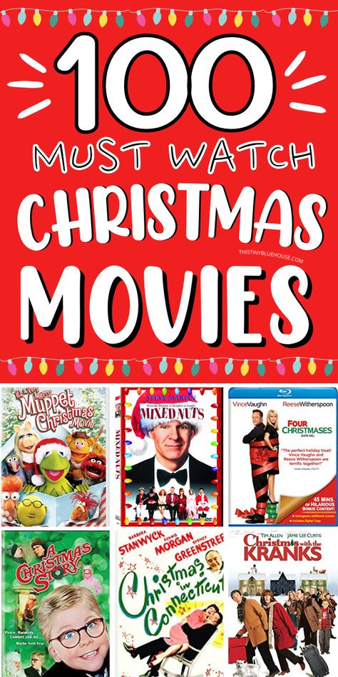 Here is the ultimate collection of 100+ must watch Holiday movies that are the BEST way to boost holiday spirit and cheer this Christmas season. Netflix Movies To Watch Christmas, Christmas Movies List Aesthetic, Christmas Movies List Kids, Christmas Dinner And Movie Ideas, December Movie List, Must Watch Christmas Movies, Holiday Movie List, Xmas Movies List, Best Christmas Movies List