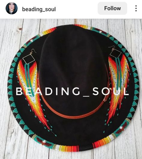 Beaded Brimmed Hat, Beaded Hat Brim Patterns, Bead Hat, Beaded Hats, Hat Burning, Beaded Patterns, Beaded Hat Bands, Native American Beadwork Patterns, Native Beading