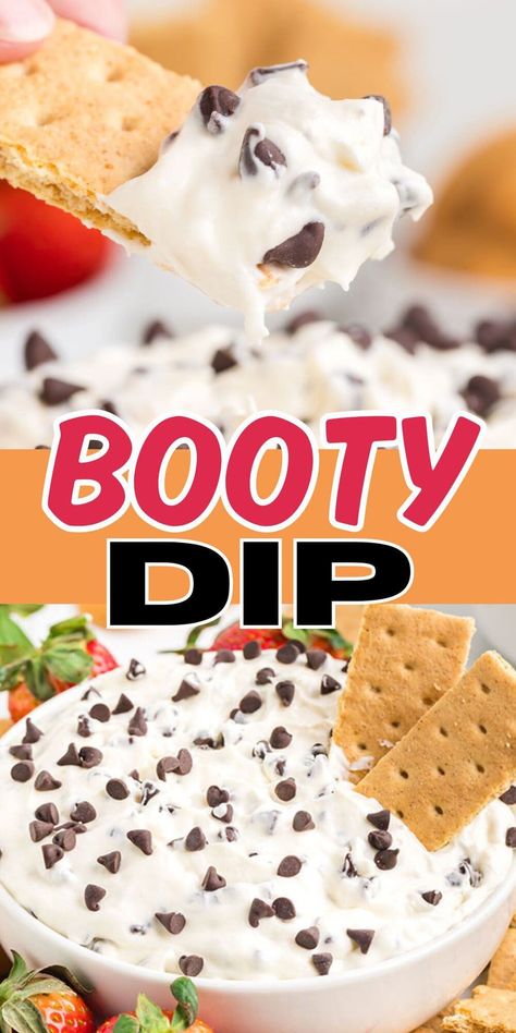 This no-bake Booty Dip recipe is addictively delicious! With a creamy cheesecake texture combined with the sweet taste of marshmallow fluff, this easy dessert dip pairs perfectly with fresh fruit, crackers, cookies, or any of your favorite dippers (including your finger!). Finger Deserts Parties, Marshmallow Fluff Dip Recipes, Marshmallow Fluff Recipes Fruit Dips, Christmas Fluff Dip, Easy Cool Whip Recipes, Easy Sweet Dip Recipes, Desert Dips Easy, Sweet Dips Easy, Easy Dessert Dips 3 Ingredients