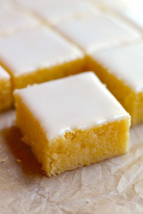 Lemon Blondies | 12 Tomatoes Lemon Blondies, Poured Icing, Homemade Lemon Bars, Bomb Cake, Blondie Bar, Lemon Bars Recipe, Dessert Bar Recipe, 12 Tomatoes, Lemon Bars