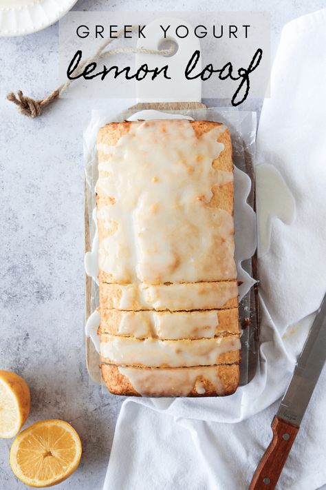 Yogurt Lemon Loaf, Lemon Greek Yogurt, Yogurt Bread, Lemon Loaf Recipe, Yogurt Banana, Brittle Recipes, Tasty Bread Recipe, Greek Yogurt Recipes, Lemon Bread