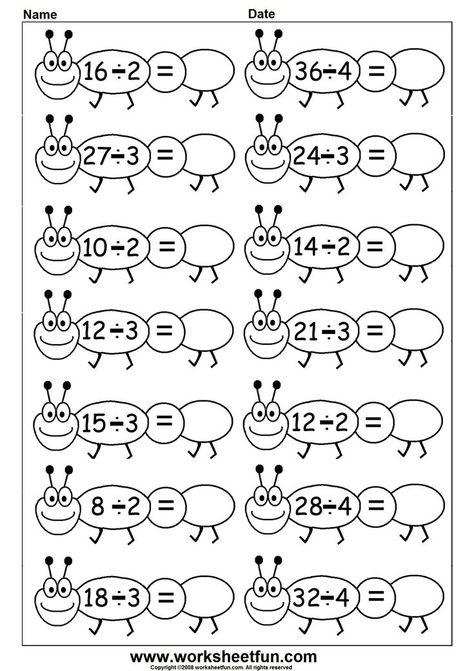 Math Division Worksheets, Peraturan Kelas, Kindergarten Math Worksheets Free, Multiplication Activities, Free Printable Math Worksheets, Math Sheets, Division Worksheets, Math Division, Multiplication Worksheets