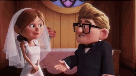 Up Wedding GIF - Up Wedding Pixar - Discover & Share GIFs Up Carl Y Ellie, Wedding Quiz, Carl Y Ellie, Up 2009, Up Pixar, Gif Disney, Disney Up, Wedding Movies, Pixar Characters