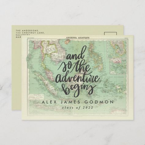 Unique Graduation Invitations, The Adventure Continues, Graduation Invitations High School, Western Birthday Party, Graduation Announcement Cards, Western Birthday, Script Text, The Adventure Begins, Adventure Begins