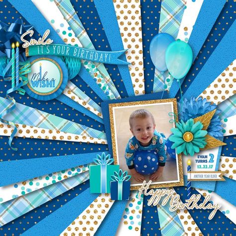 40th Birthday Scrapbook Layouts, Scrapbook Birthday Layouts, First Birthday Scrapbook Ideas, Birthday Scrapbook Ideas, Birthday Scrapbook Layouts, Baby Boy Scrapbook Layouts, Birthday Graphics, Birthday Scrapbook Pages, Fall Scrapbook Layouts