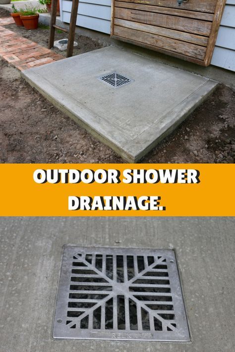 Outdoor Shower Pan Ideas, Outdoor Shower Floors, Outdoor Shower Floor Ideas Diy, Diy Outdoor Shower Ideas How To Build, Outdoor Shower Drainage Ideas, Easy Outdoor Shower Diy, Outdoor Showers Poolside, Simple Outdoor Shower Ideas, Diy Outdoor Shower Ideas Simple