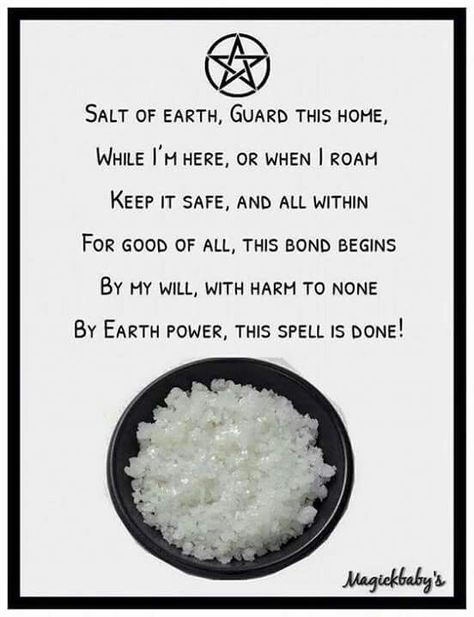 Salt spell for the home, protection spell Earth Powers, House Blessing, Wiccan Witch, Magick Spells, Wiccan Spell Book, Witchcraft Spell Books, Witch Spell Book, Witch Spell, Witch Magic