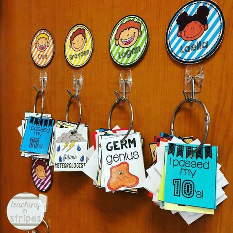 My 2nd graders are all about Brag Tags this year. Command hooks and shower rings from Target helped me set up a clean, attractive way of displaying their tags in a room without bulletin boards. The shower rings are big and easy for little fingers to use. -@teachinginstripes #targetteacherstakeover Primary Teaching Ideas, Brag Tags, Shower Rings, Classroom Behavior Management, Class Organization, Organization And Management, Primary Teaching, Resource Room, Second Grade Teacher