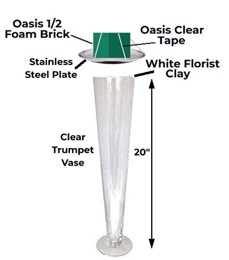 Centerpieces Tall Vase, Trumpet Vase Floral Arrangement, Tall And Short Table Arrangements, Trumpet Vases Centerpieces, Tall Wedding Vases Centerpieces, Tall Centerpiece Vases Wedding, Centerpiece Height Guide, Trumpet Centerpiece Tall Vases, Clear Trumpet Vase Tall Centerpiece