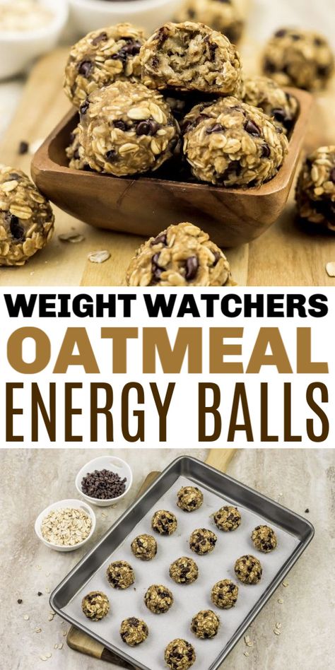 Weightwatchers Snacks, Oatmeal Energy Balls, Fedtforbrændende Mad, Energy Bite, Weight Watcher Desserts, Weight Watchers Snack Recipes, Plats Weight Watchers, Weight Watchers Meal Plans, Weight Watchers Snacks