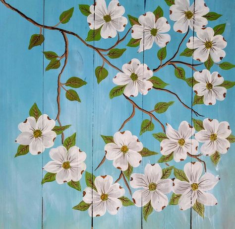 Painting Dogwood Trees, Dogwood Tree Drawing, Dogwood Tree Painting, Dogwood Blooms, Dogwood Tree, Americana Art, Dogwood Trees, Painting Inspo, Tree Drawing