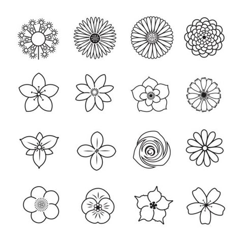 Simple Flower Shapes To Draw, Easy Art Flowers, Simple Flowers Design, 5 Petal Flower Drawing, Flawores Drawing, Flower Patterns Drawing, Easy Doodle Flowers, Simple Flowers To Draw, Tattoo Ideas Small Flower