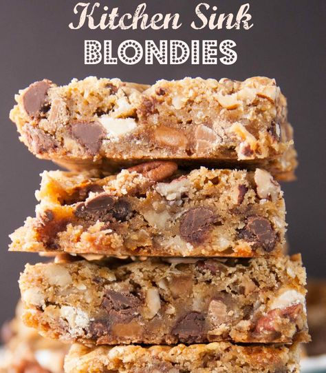 Everything But The Kitchen Sink Bars, Everything Brownies, Kitchen Sink Bars Recipe, Kitchen Sink Blondies, Kitchen Sink Cookie Bars, Kitchen Sink Brownies, Everything But The Kitchen Sink Cookies, Kitchen Sink Bars, Everything Bars