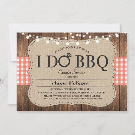 $2.91 | I DO BBQ Red Wood Engagement Couples Shower Invite #engagement #shower #couples #party #invite #bbq #wedding #invitation #couple #rustic #check #barbeque #vintage #gingham #country #barn #chalkboard #chalk #love #romantic #engaged #red #wood Bridal Shower Bbq, Couples Wedding Shower Games, Bbq Decorations, Couples Shower Invitation, Couples Bridal Shower, Couple Wedding Shower, I Do Bbq, Bbq Invitation, Bbq Wedding