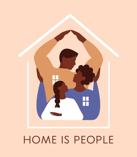 Family supports each other. Home is people poster. House silhouette. Concept of love, support and care. Vector flat illustration Family Poster Drawing, Family Design Illustration, Family Poster Design, Friends And Family Aesthetic, Family Love Illustration, Family Illustration Art, Family Graphic Design, Family Logo Design, Community Illustration