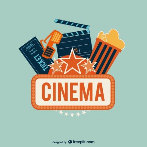 Cinema logo with popcorn Premium Vector | Premium Vector #Freepik #vector #banner #vintage #design #template Movie Night Poster, Deco Cinema, Cinema Sign, Weekend Night, Jean Renoir, Cinema Design, Film Logo, Movie Night Party, Cinema Art