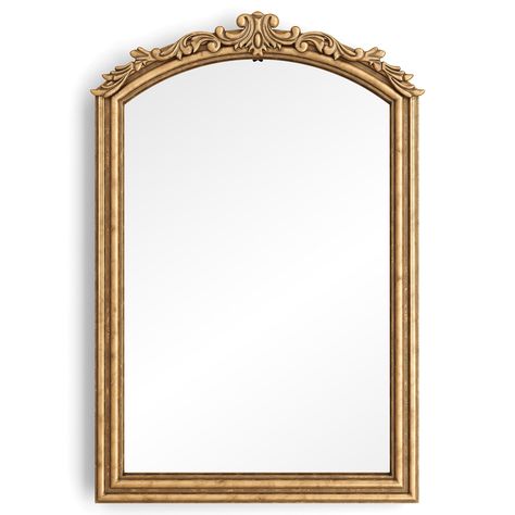 PRICES MAY VARY. Vintage Charm - Add a touch of old-world elegance to your space with our 24" x 36" metal vintage mirror. Its ornate design and antique gold color make it the perfect statement piece for any wall. Superior Craftsmanship - Crafted with attention to detail, our antique mirror is made to last. Its sturdy metal frame and 1.25" thickness ensure durability and stability. The Victorian-inspired details and baroque leafing pattern on our antique gold mirror exude sophisticated artistry a Gold Vintage Mirror, Vintage Gold Mirror, Antique Gold Mirror, Vintage Wall Mirror, Gold Wall Mirror, Mirror For Living Room, Senior Thesis, Victorian Mirror, French Baroque