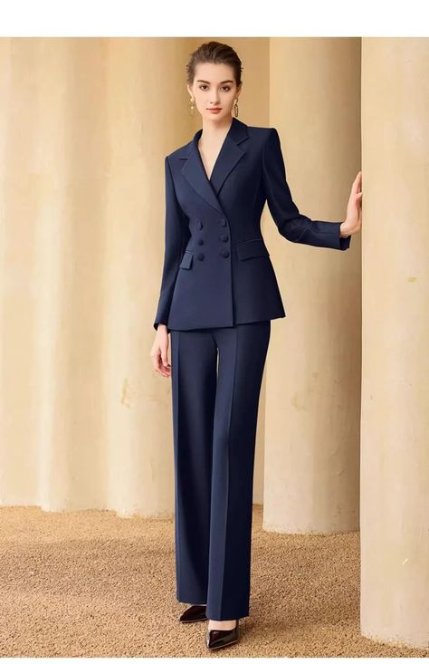 Wide Leg DoubleBreasted Pantsuit – FashionByTeresa Formal Woman Suit, Graduation Black Suits For Women, Suite For Woman, Business Formal Women Dress, Coat Pant For Women Formal, Power Suits For Women Classy, Trousers Suits For Women, Ceo Outfit, Woman Suit Fashion Classy