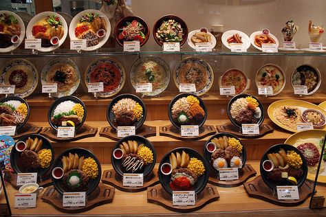 Japanese Food Display by ninoy, via Flickr Japanese Food Display, Japanese Food Stall Design, Japanese Street Food Stall Design, Japanese Food Cart, Misawa Japan, Japan Street Food Stall, Food Drawings, Food Stands, Sushi Restaurants