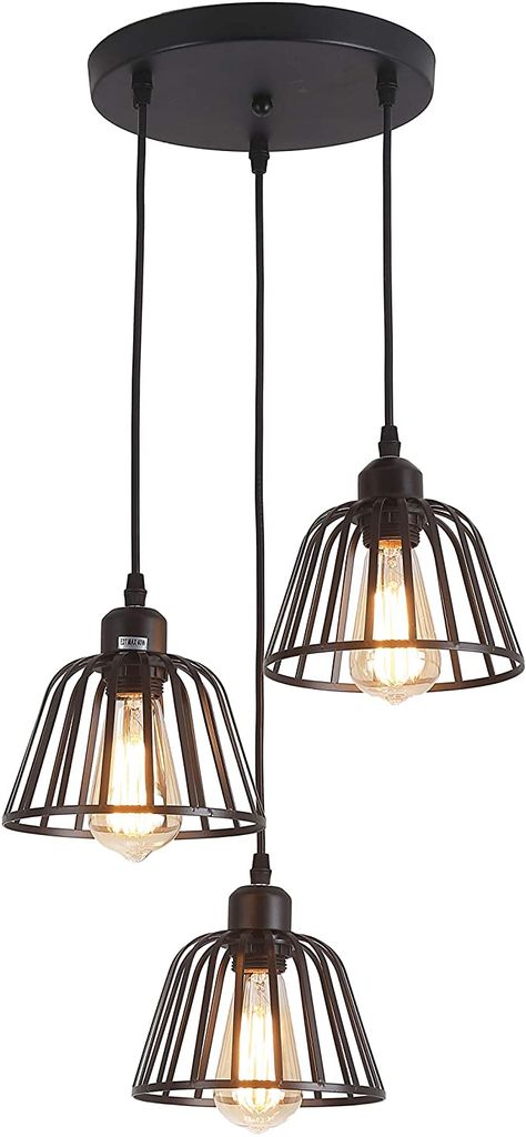 Rustic Industrial Pendant Light, 3 Lights Industrial Ceiling Hanging Light Fixture Chandelier E26 for Kitchen Island Bedroom Living Dining Room, Black - - Amazon.com Small Industrial Chandelier, Rustic Flush Mount Lighting, Dining Room Black, Interior Light Fixtures, Lighting Fixtures Kitchen Island, Island Bedroom, Industrial Light, Industrial Ceiling, Vintage Ceiling Lights