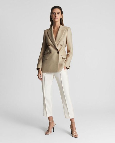 Business Dress Code, Soft Tailoring, Beige Blazer, Blazer Set, Twill Weave, Womens Blazers, Breasted Blazer, Work Wardrobe, Double Breasted Blazer