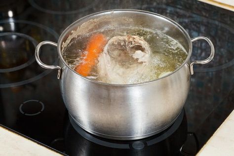 Is Bone Broth Healthy? Whole Chicken For Soup, Chicken For Soup, Boil A Whole Chicken, Cook Chicken On Stove, Boil Whole Chicken, Chicken Tomato Soup, Cooking Oxtails, Piccata Sauce, Chicken Stock Recipe