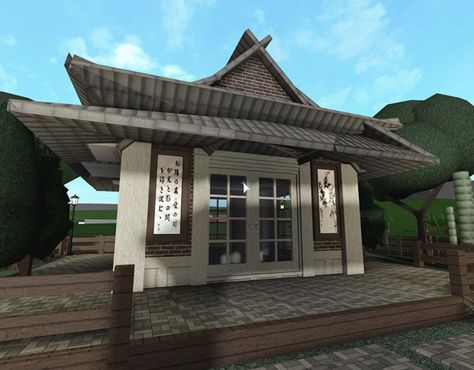 justine_early on instagram Chinese Bloxburg House, Japanese Home Bloxburg, Bloxburg Japanese Restaurant, Zaibatsu Roblox Apartment, Japanese Bloxburg Town, Traditional Japanese House Bloxburg, Bloxburg Korean House, Japanese Decals Bloxburg, Bloxburg Japanese Decals