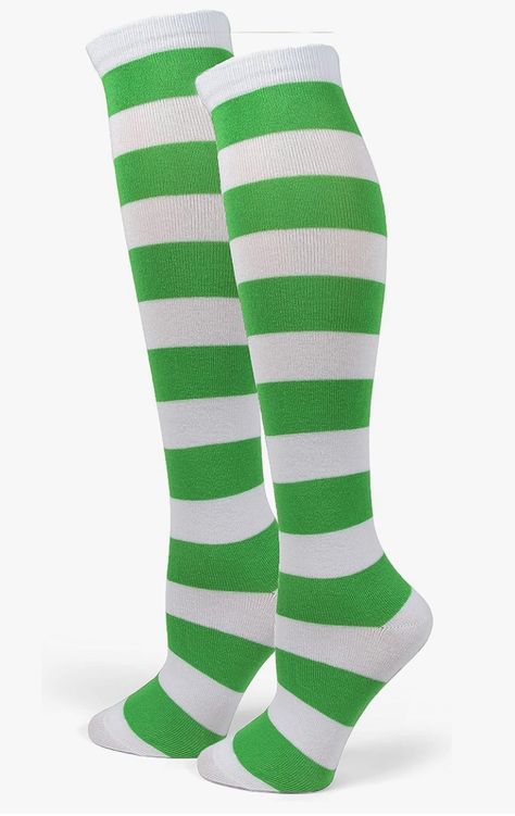 Amazon: PolyMedea Elite Quality Colorful Soft Cotton Women's Striped Knee High Socks Strawberry Shortcake Costume, Striped Knee High Socks, Striped Stockings, Green Socks, Striped Tights, White Tights, Halloween 2024, Striped Socks, Long Socks