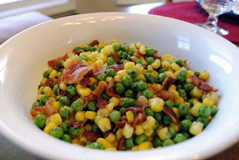 Frozen Peas And Corn Recipes, Thanksgiving Side Dishes Corn, Side Dishes Corn, Canned Veggies, Peas And Corn, Thyme Butter, Corn Recipes Side Dishes, Recipes Side Dishes, Food Sides