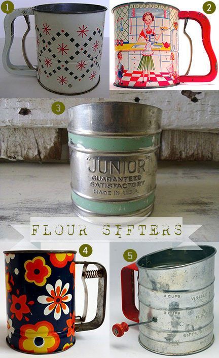 selection of 5 #vintage flour sifters #kitchenalia Kitchenalia Vintage, Flour Sifters, Marble Bathrooms, Vintage Kitchen Accessories, Antique Shopping, Flour Sifter, Craftsman Kitchen, Vintage Kitchen Utensils, Vintage Ideas