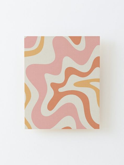 Squiggle Art, Cute Easy Paintings, Pink Canvas Art, Retro Art Prints, Swirly Designs, Retro Liquid Swirl, Boho Painting, Blush Cream, Liquid Swirl