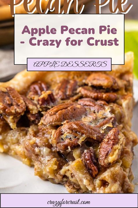 Apple Pecan Pie is a fun twist on a classic pie recipe! Combine apple pie and pecan pie to make a sweet holiday recipe perfect for fall! Pecan Apple Pie, Raspberry Coconut Bars, Butter Pecan Pie, Apple Pecan Pie, All Butter Pie Crust, Coconut Macaroon, Crazy For Crust, Coconut Slice, Raspberry Coconut