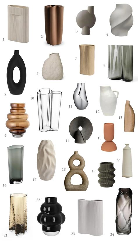 Decor Objects Accessories, Interesting Vase Shapes, Vase Packaging, Sculptural Decor, Vase Inspiration, Sculptural Vases, Modern Objects, Modern Decorative Objects, Interior Objects